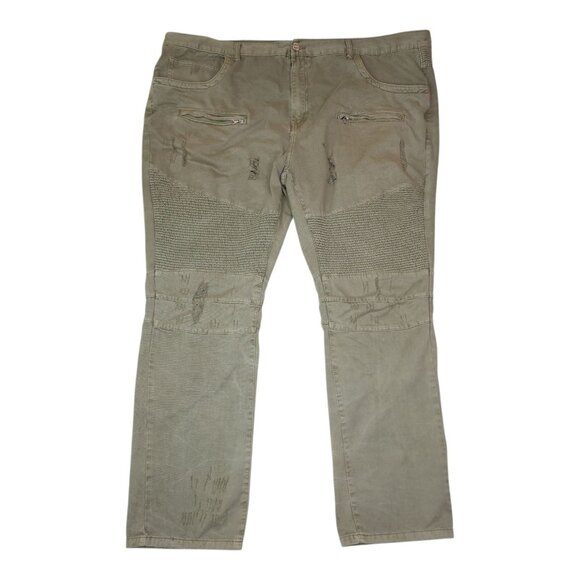 FWRD Denim & Co. Mens Jeans Size 48 Inseam 33 Distressed Cargo Pants Olive Green - Picture 1 of 13